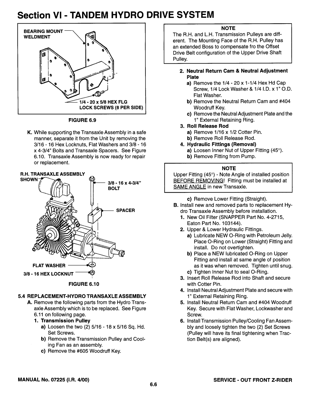 Snapper 07225 manual 