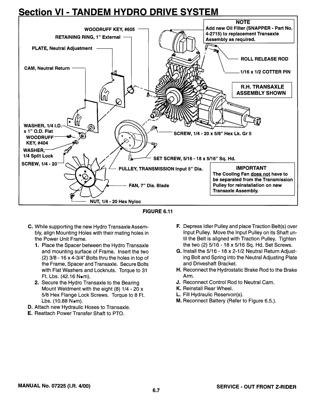 Snapper 07225 manual 