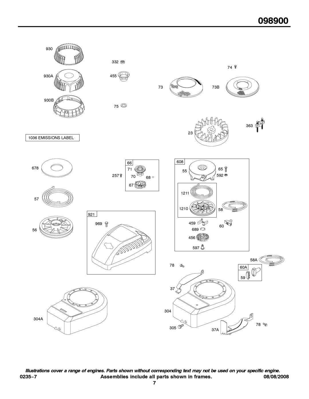 Snapper 098900 service manual Emissions Label 