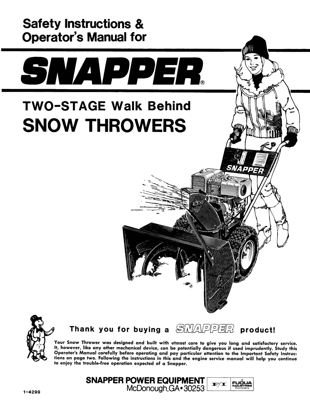 Snapper 1-4299 manual 