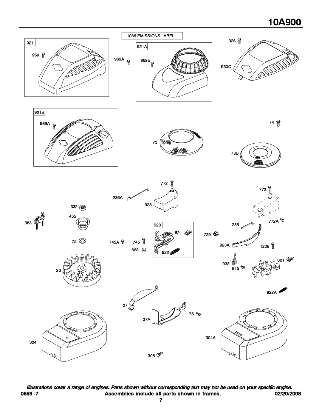 Snapper 10A900 service manual 0669−7 