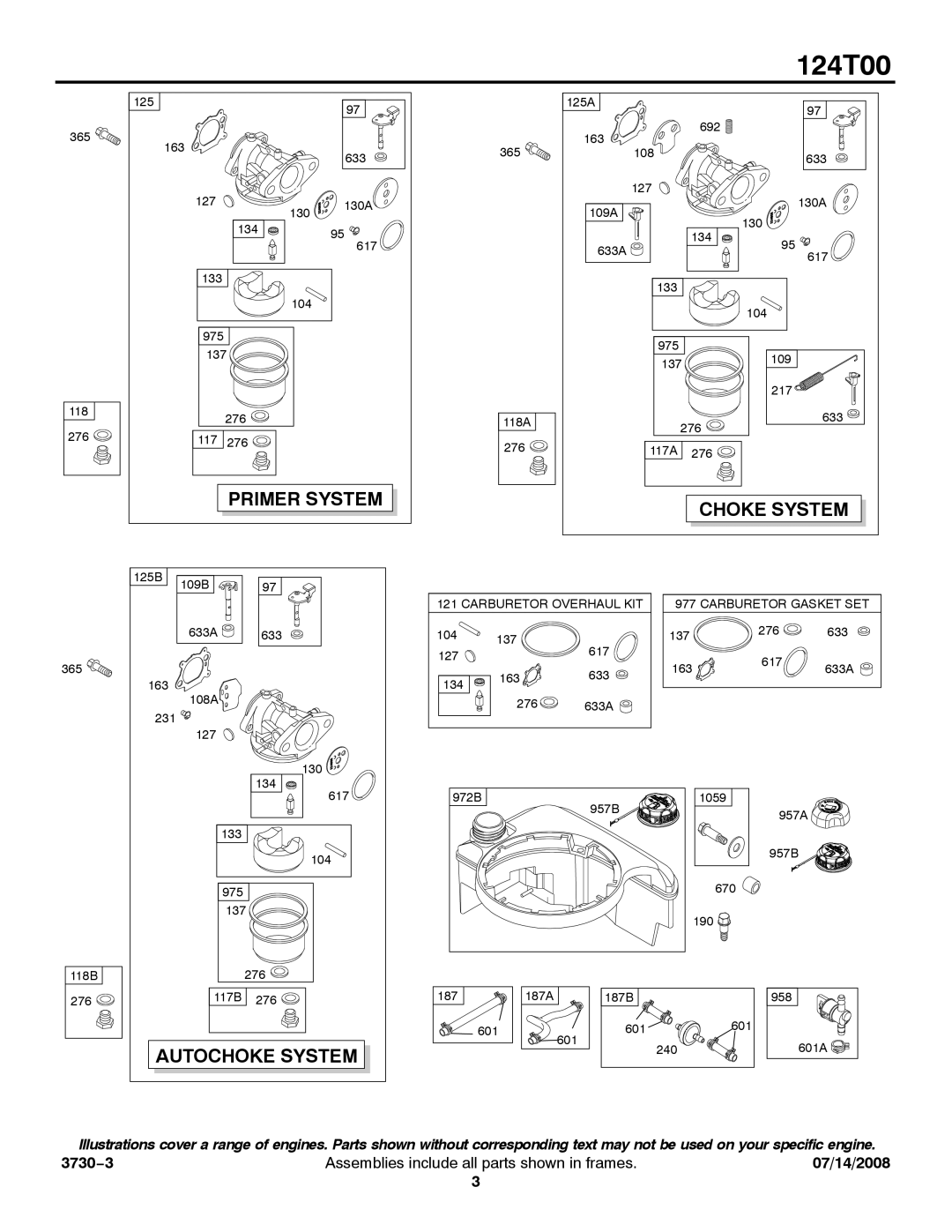 Snapper 124T00 service manual Primer System Choke System 