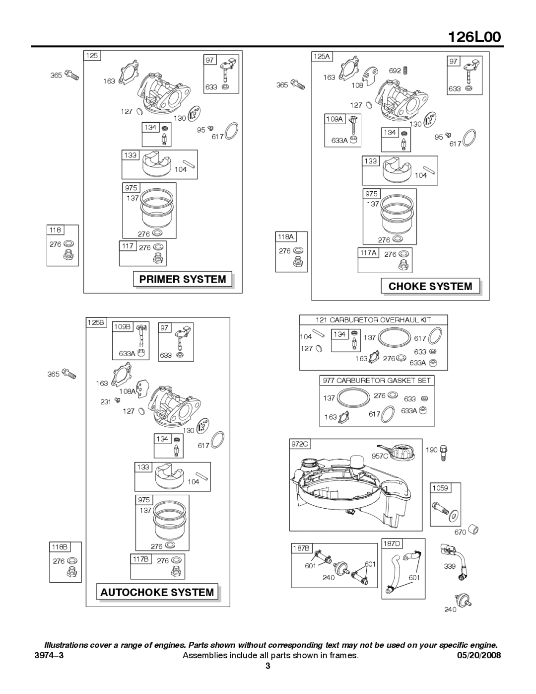 Snapper 126L00 service manual Primer System Choke System 