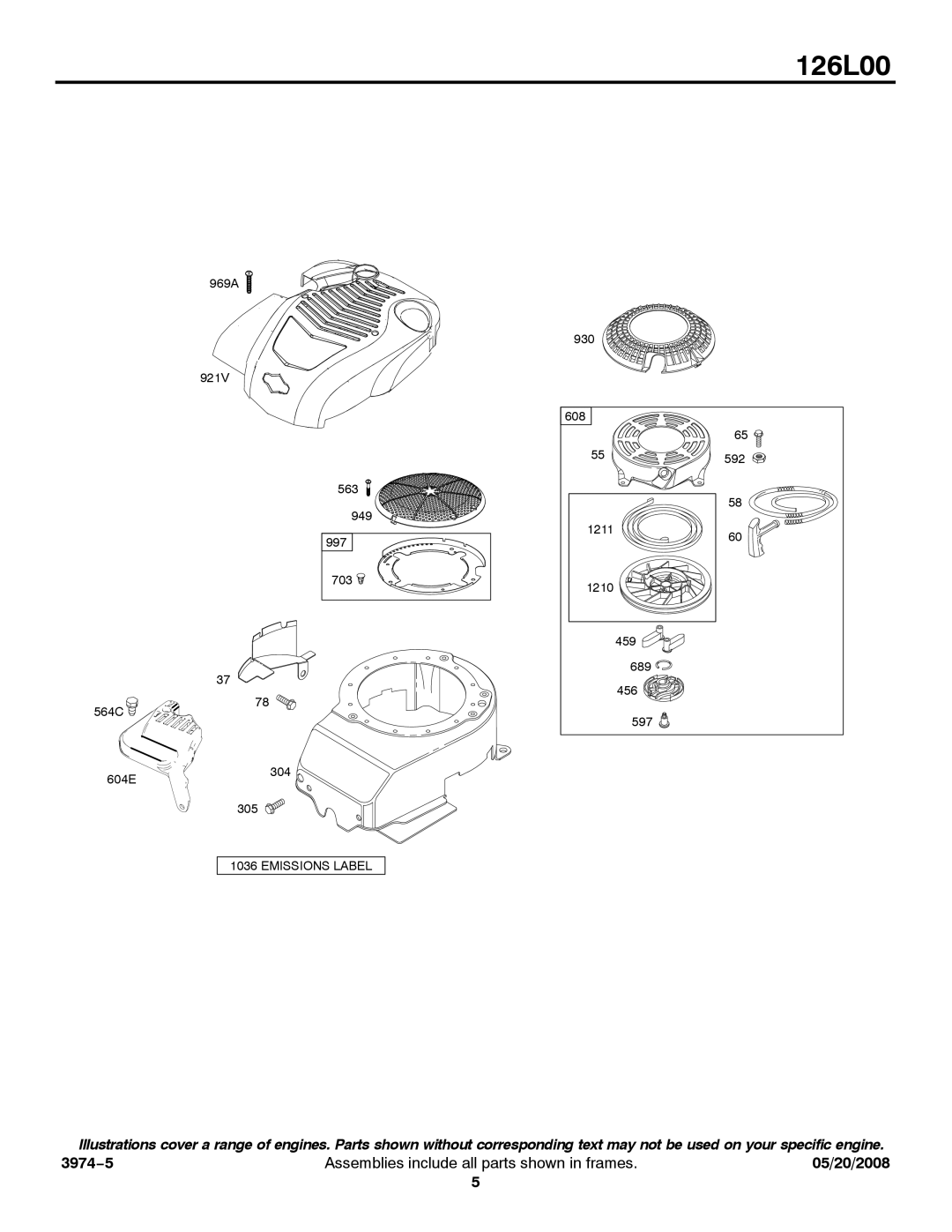 Snapper 126L00 service manual Emissions Label 