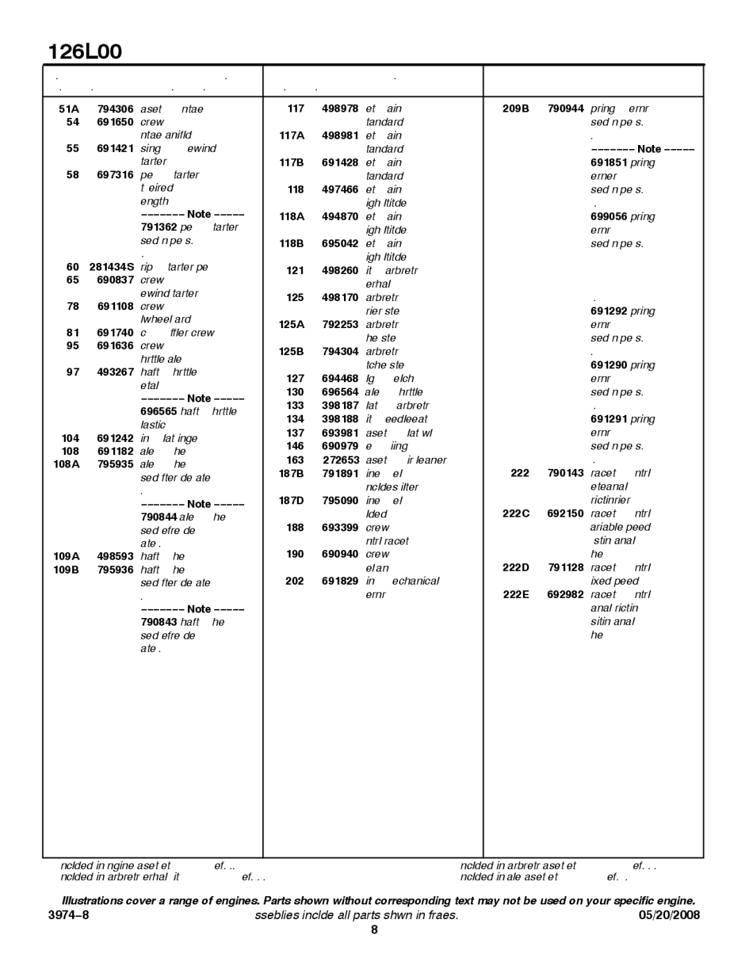 Snapper 126L00 51A, 117 498978, 209B 790944, 691650, 117A 498981, 691421, 117B 691428, Spring, 697316, 118 497466, 690837 