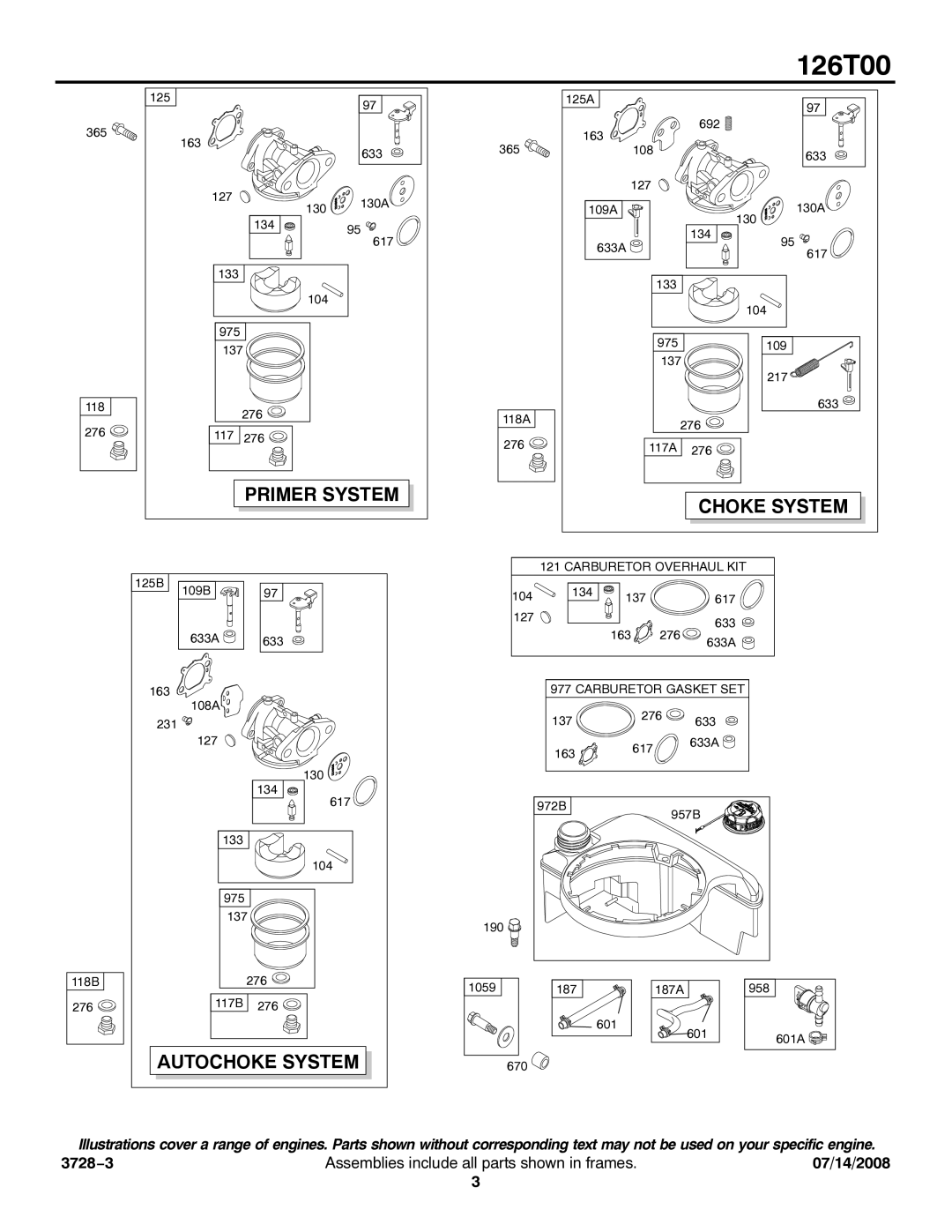 Snapper 126T00 service manual Primer System Choke System 