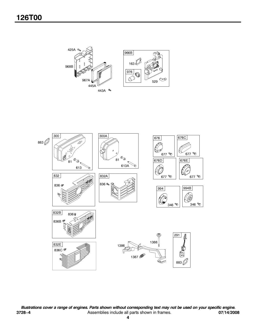 Snapper 126T00 service manual 832A 