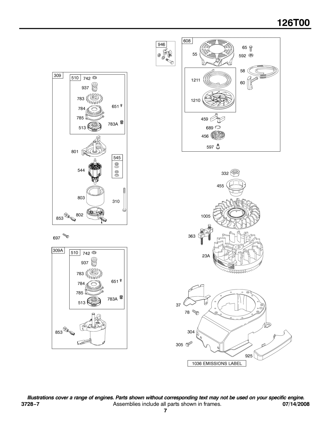 Snapper 126T00 service manual Emissions Label 