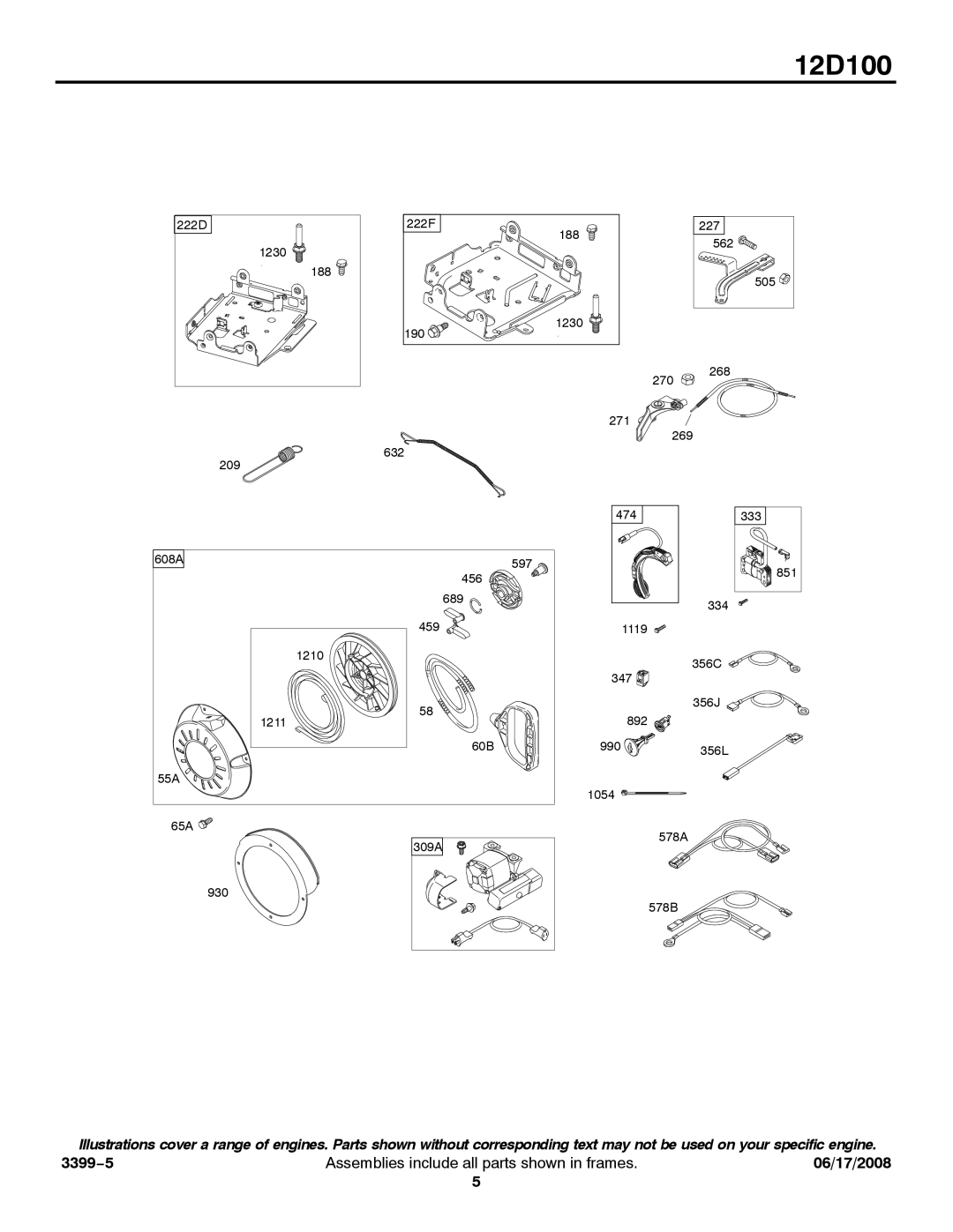 Snapper 12D100 service manual 222D 