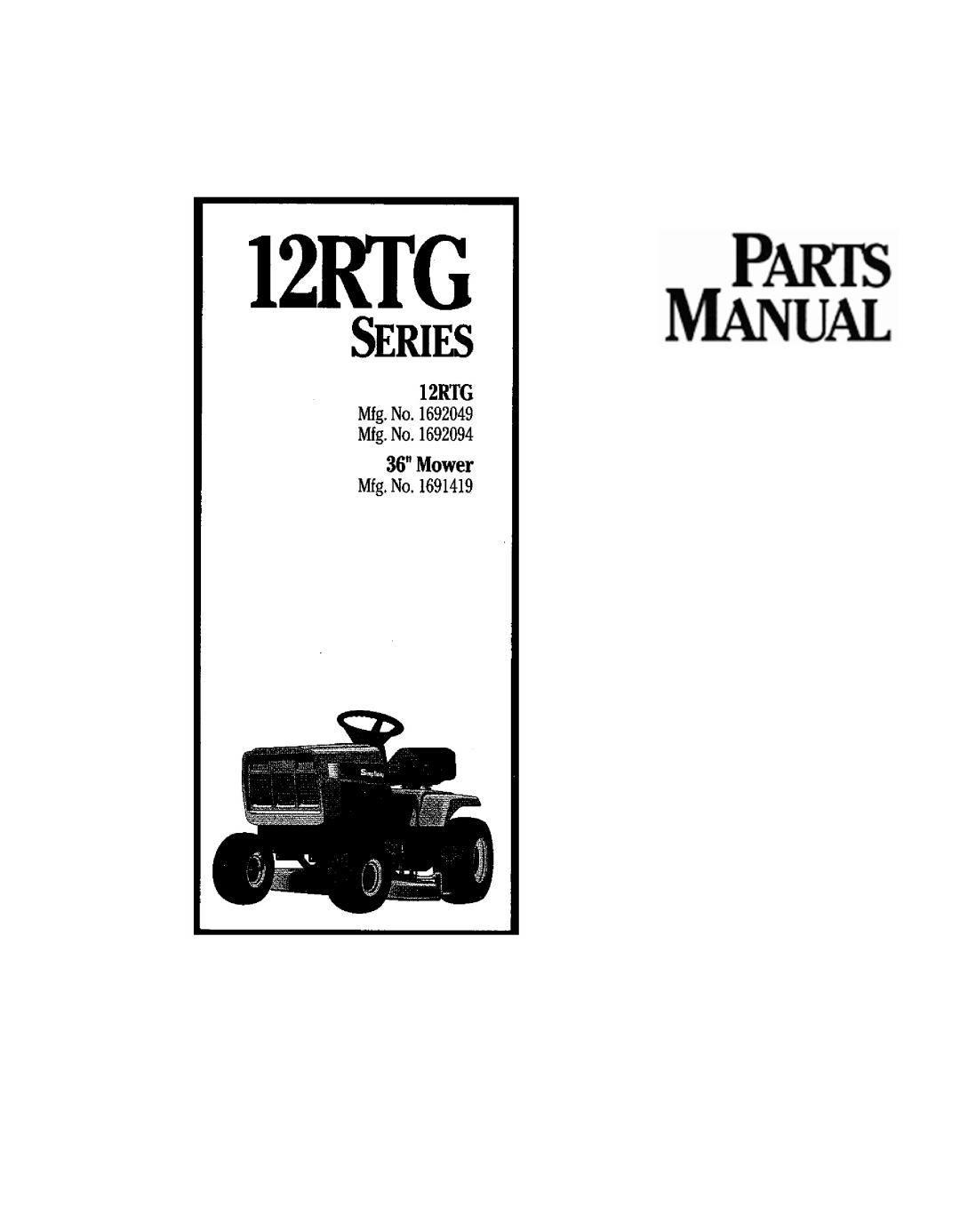 Snapper 12RTG Series manual 