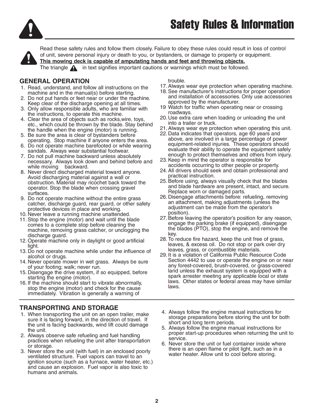 Snapper 13HP manual Safety Rules & Information 