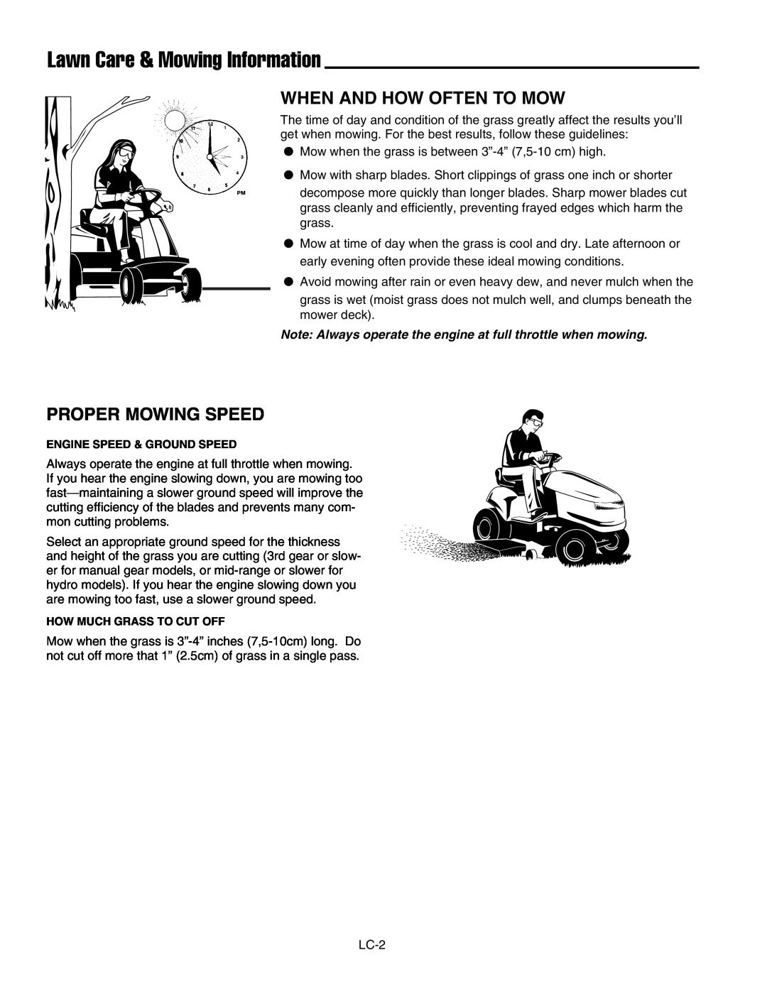 Snapper 150Z ZTR Series manual When And How Often To Mow, Proper Mowing Speed, Lawn Care & Mowing Information 