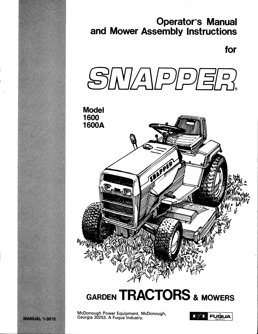 Snapper 1600A manual 