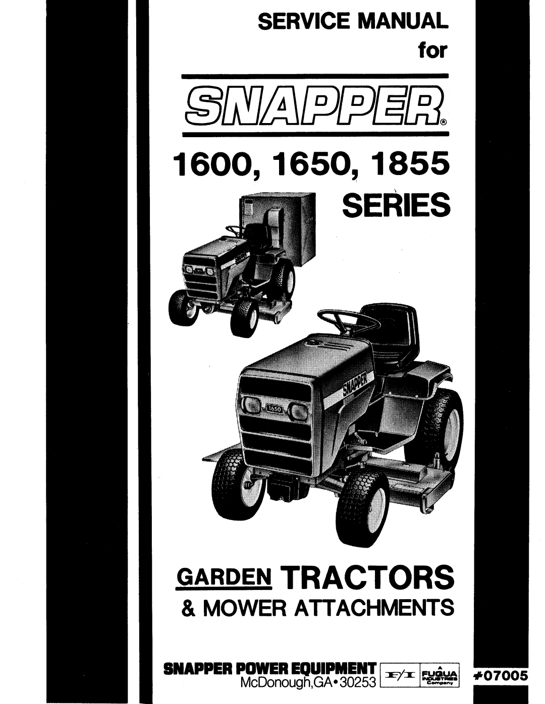 Snapper 1600, 1650, 1855 Series manual 