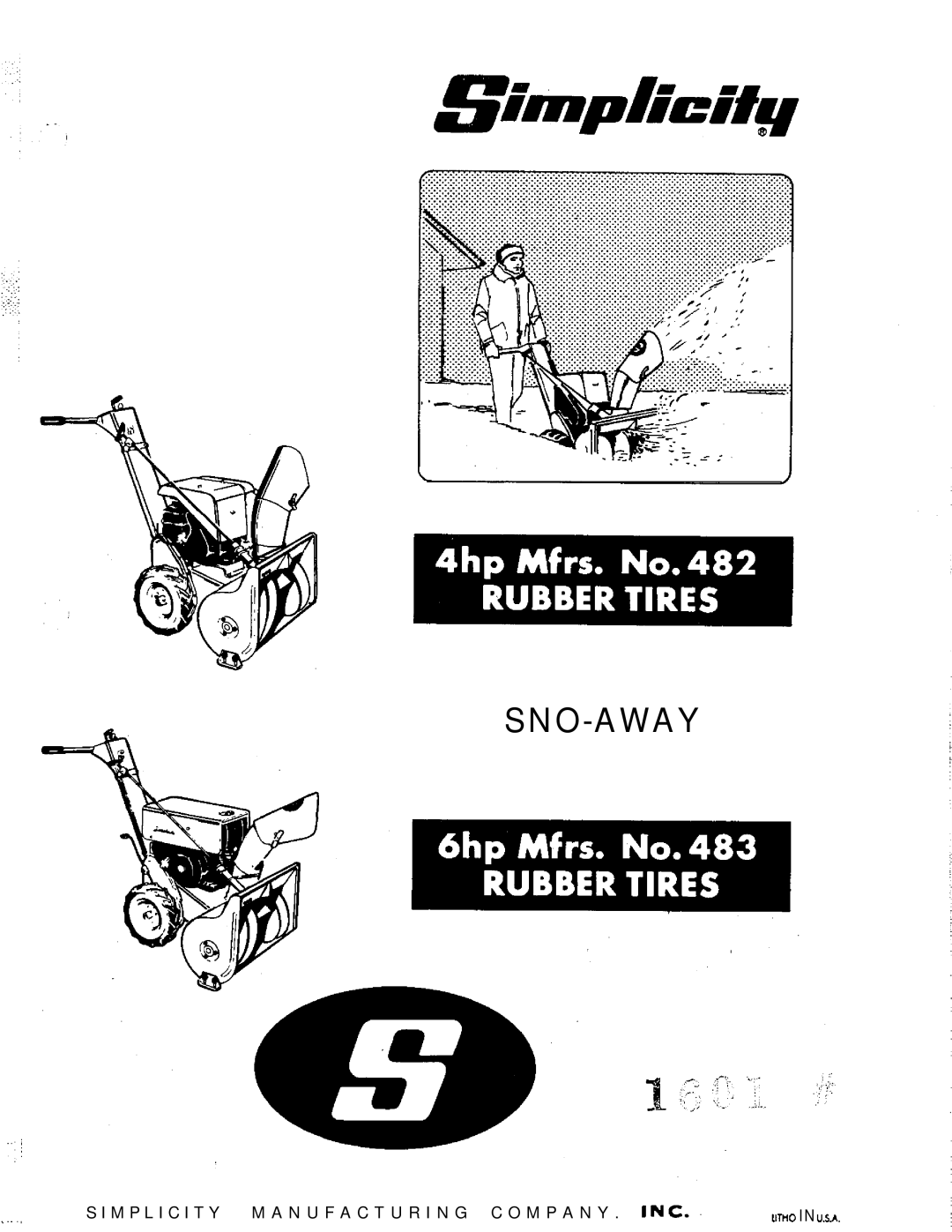 Snapper 1602 manual Sno-Away 