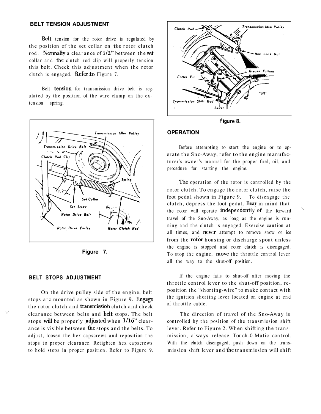 Snapper 1602 manual Belt Tension Adjustment 