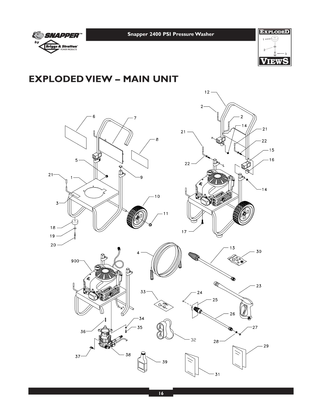 Snapper 1660-0 owner manual Exploded View Main Unit 