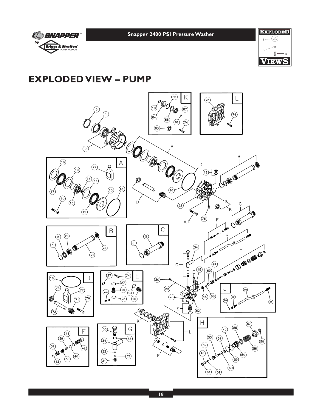 Snapper 1660-0 owner manual Exploded View Pump 