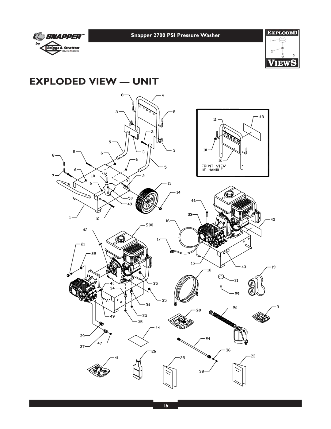 Snapper 1661-0 owner manual Exploded View Unit 