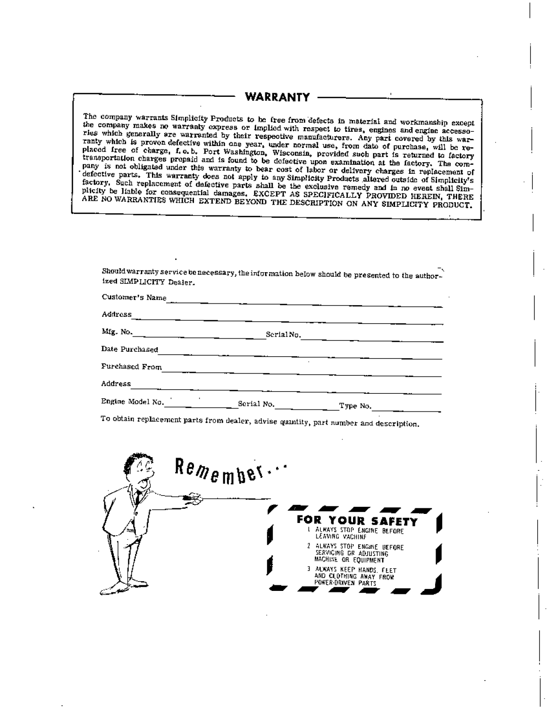 Snapper 167 manual 