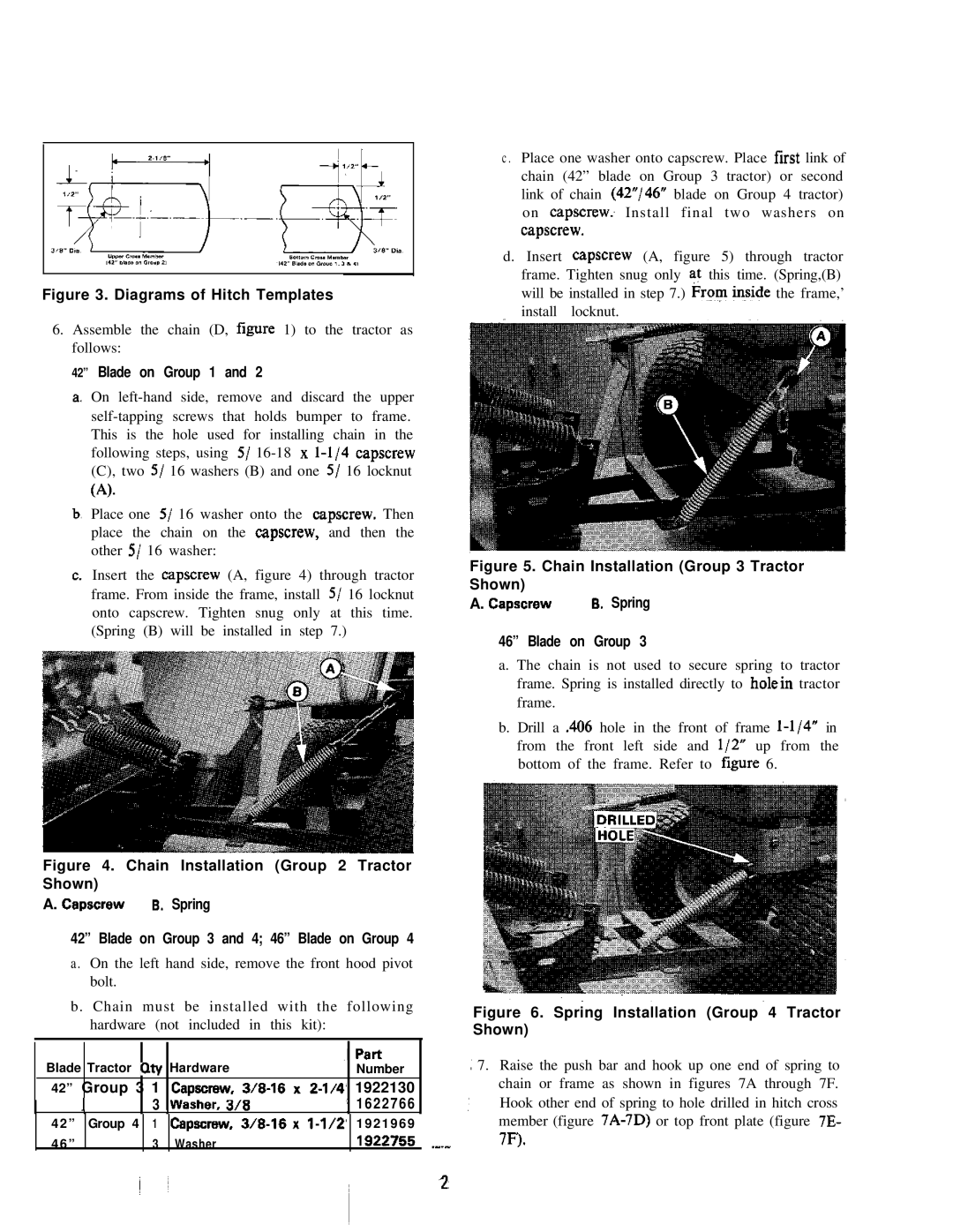 Snapper 1685336 installation instructions Diagrams of Hitch Templates 