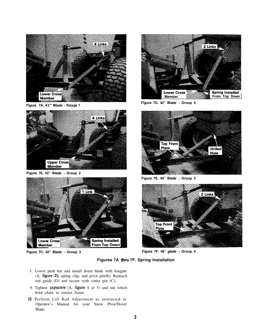 Snapper 1685336 installation instructions Figures 7A thru 7F. Spring Installation 