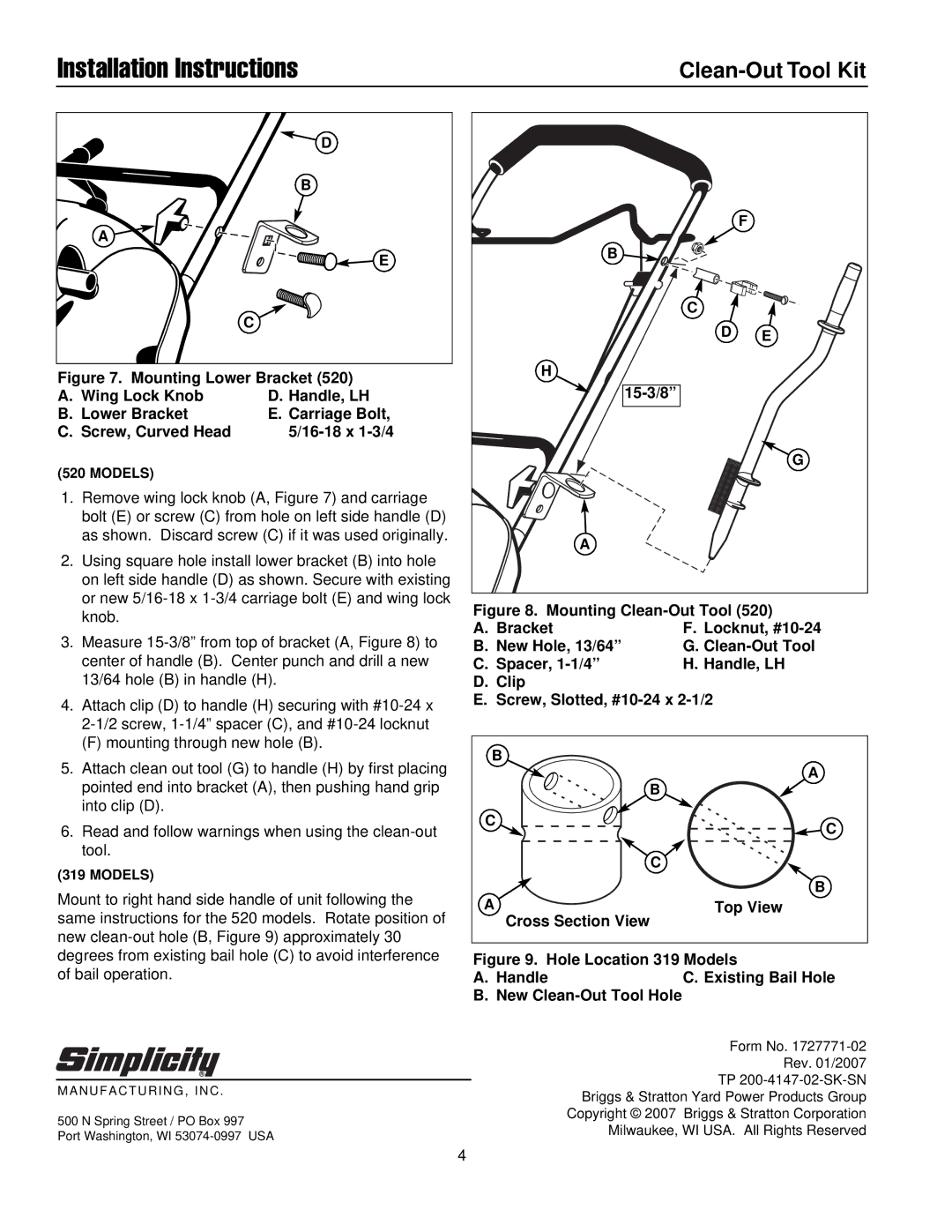 Snapper 1687099 installation instructions Installation Instructions, 15-3/8 