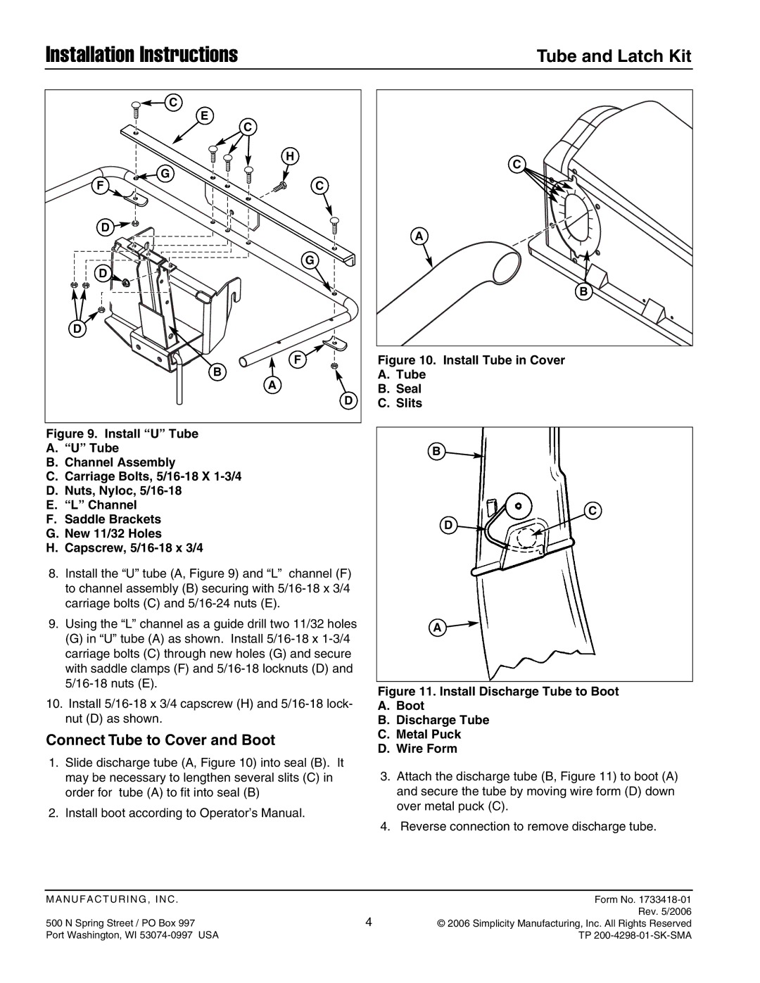 Snapper 1687262 installation instructions Connect Tube to Cover and Boot 