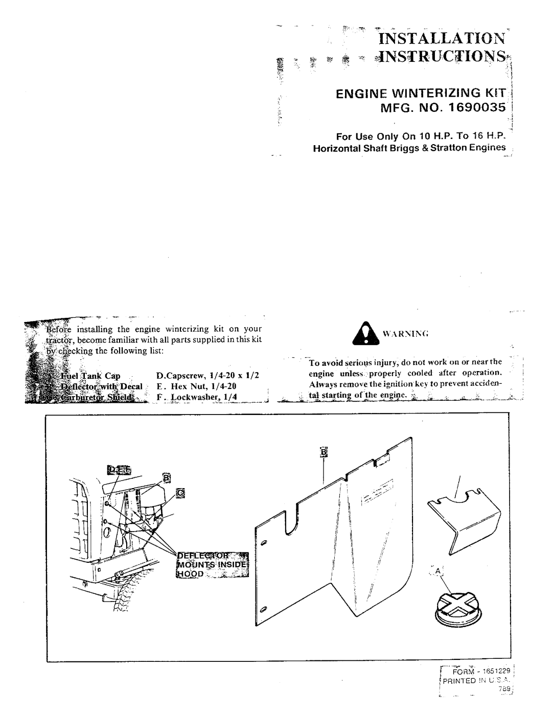 Snapper 1690035 manual 