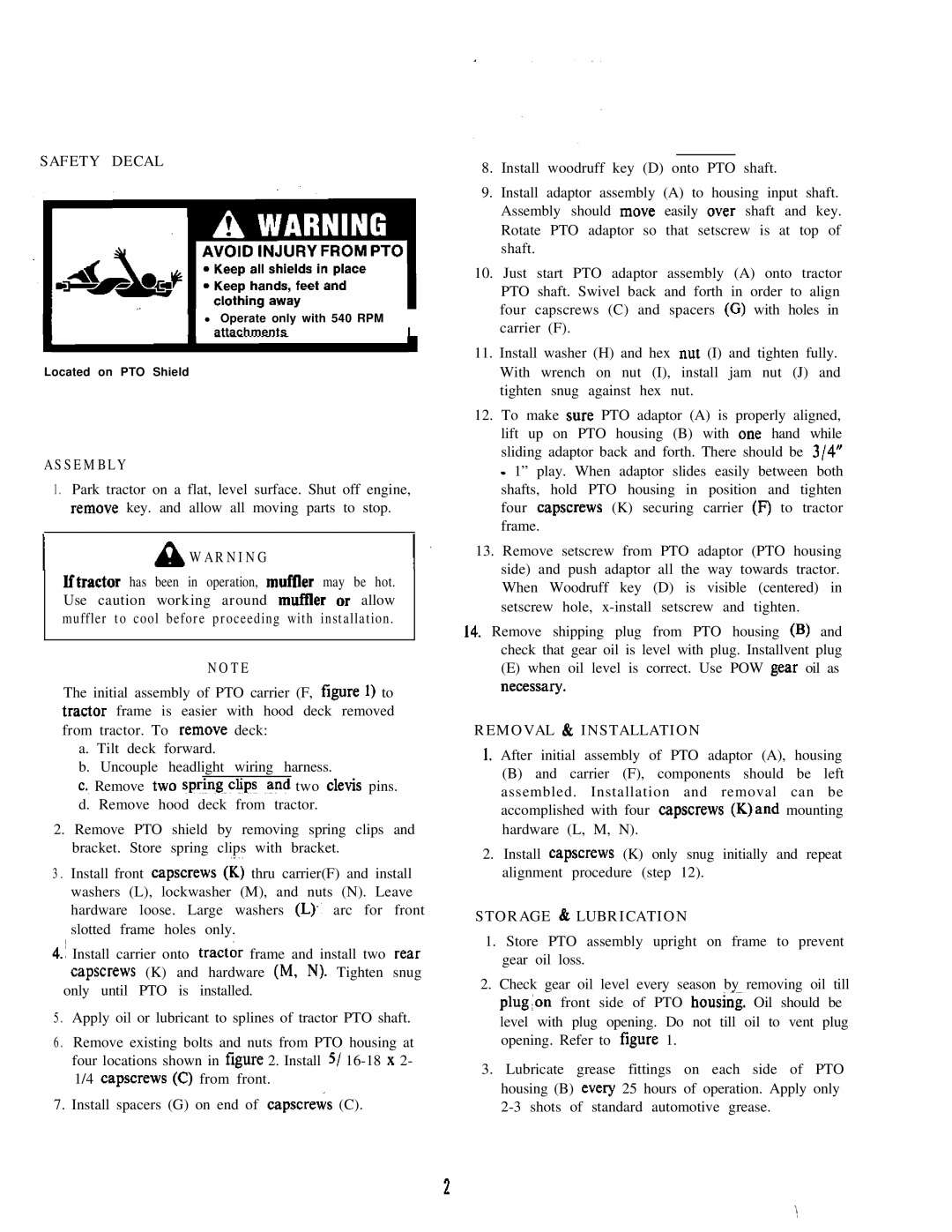 Snapper 1691351 Safety Decal, S E M B L Y, A R N I N G, Removal & Installation, Storage & Lubrication 