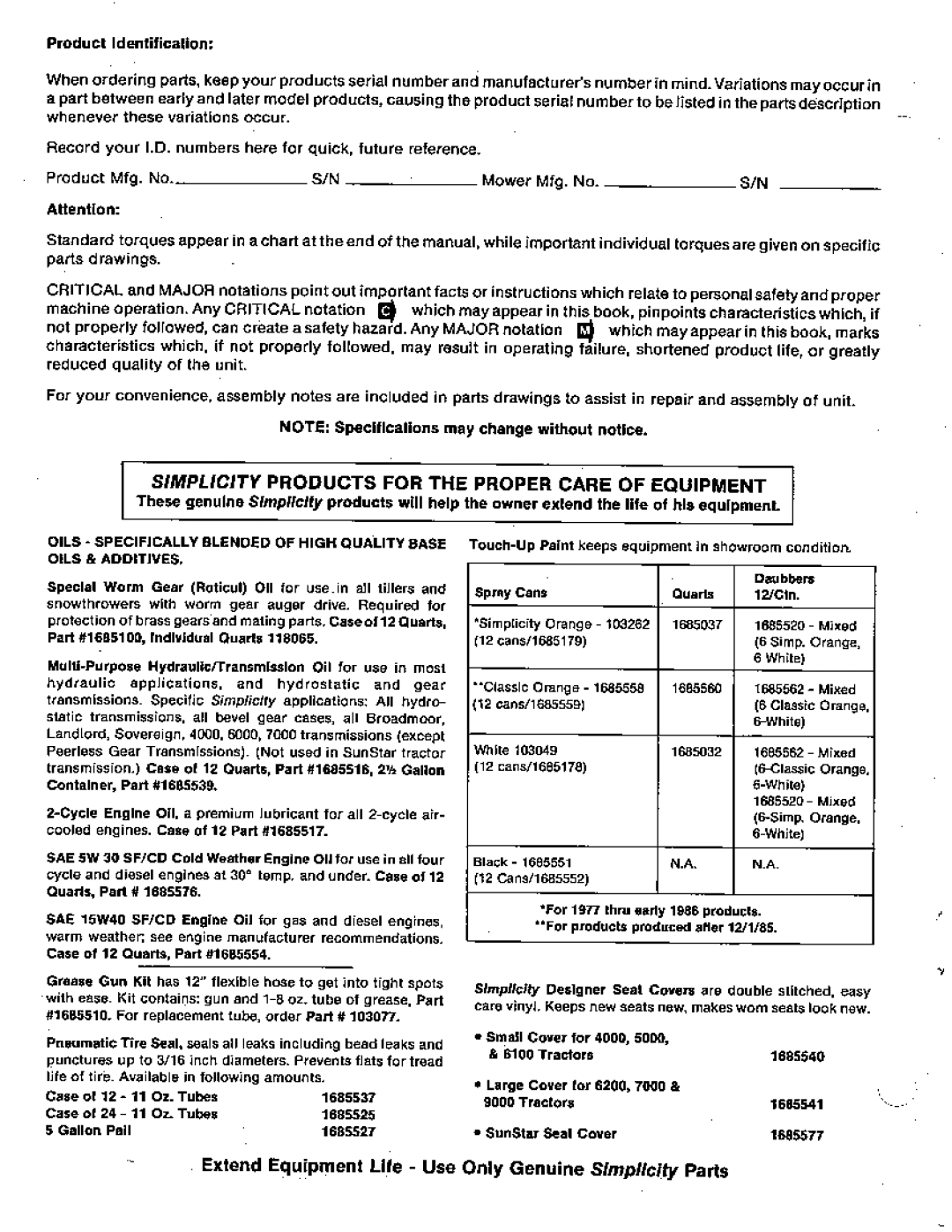 Snapper 1691824, 1691423, 1691735 manual 