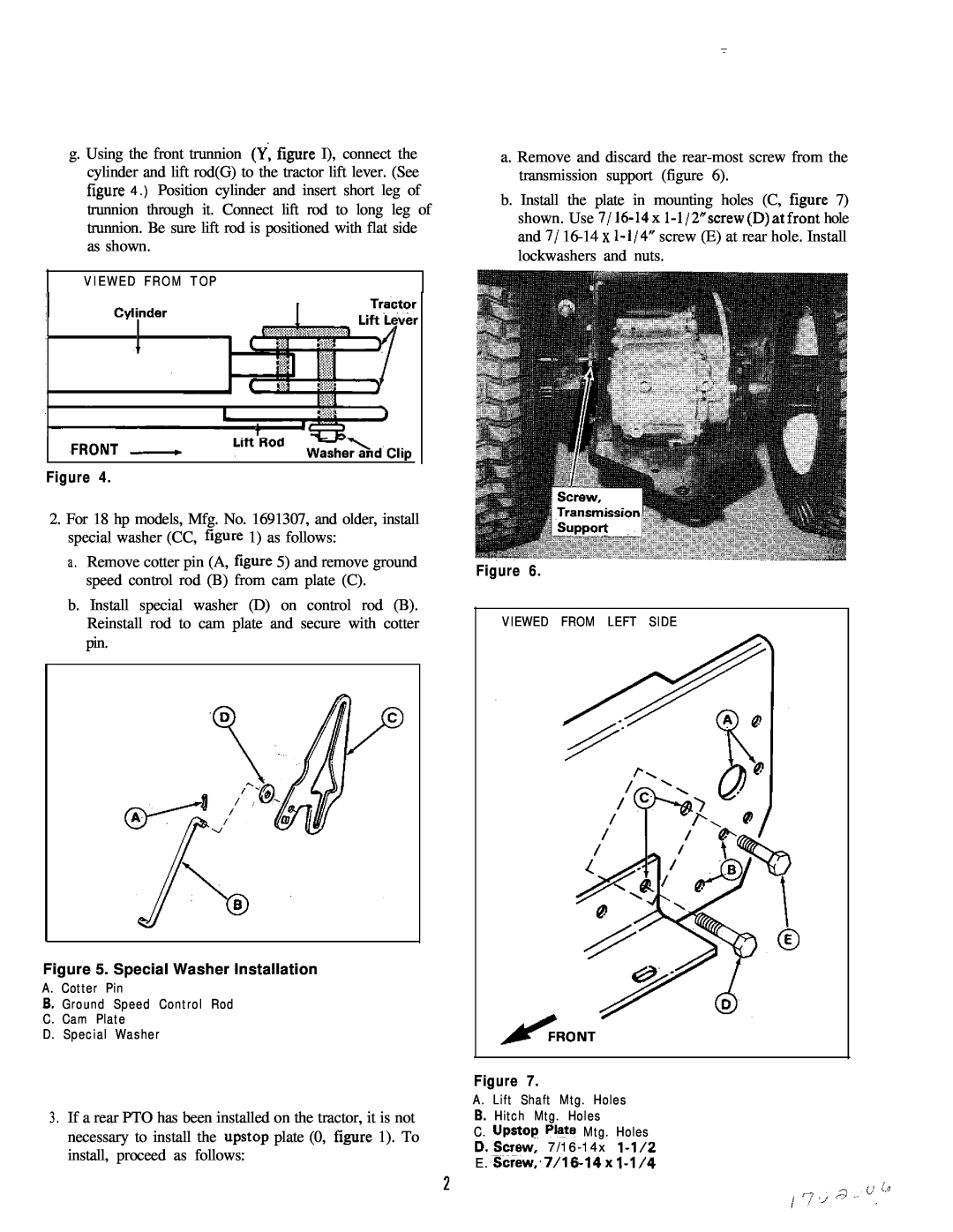 Snapper 1691765 installation instructions b. Install the plate in mounting holes C, figure 