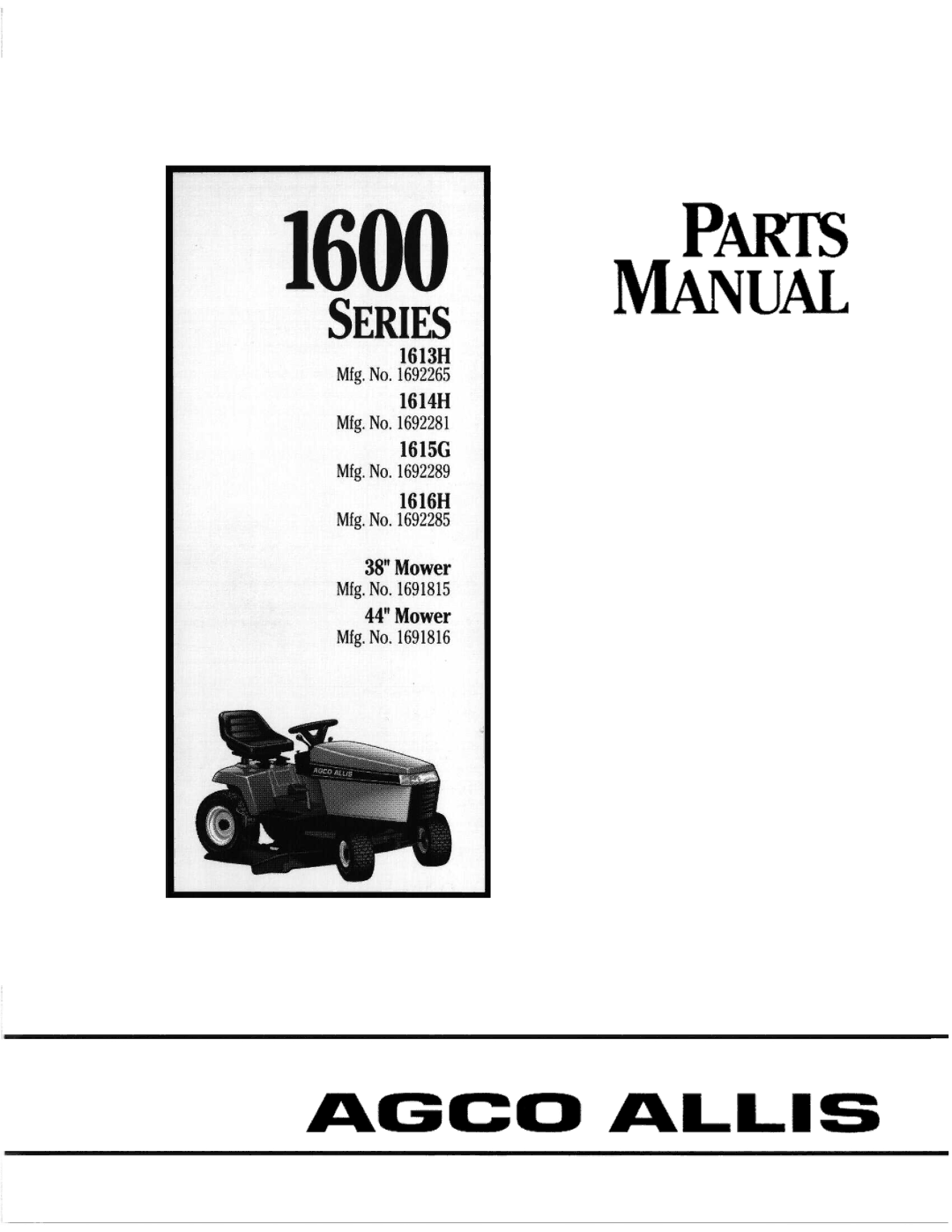 Snapper 1615G, 1691816, 1614H manual 