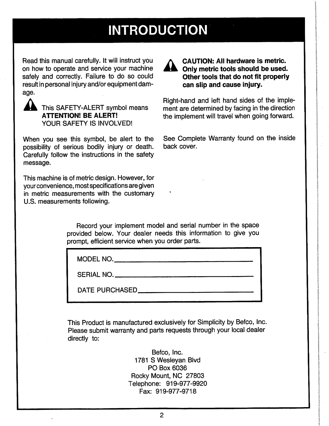 Snapper 1692935 manual 