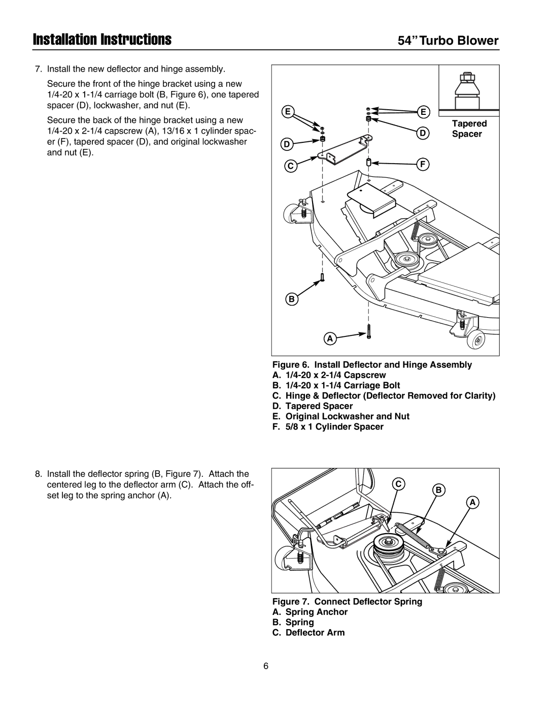 Snapper 1693706, 1695299 installation instructions Spacer, Tapered 