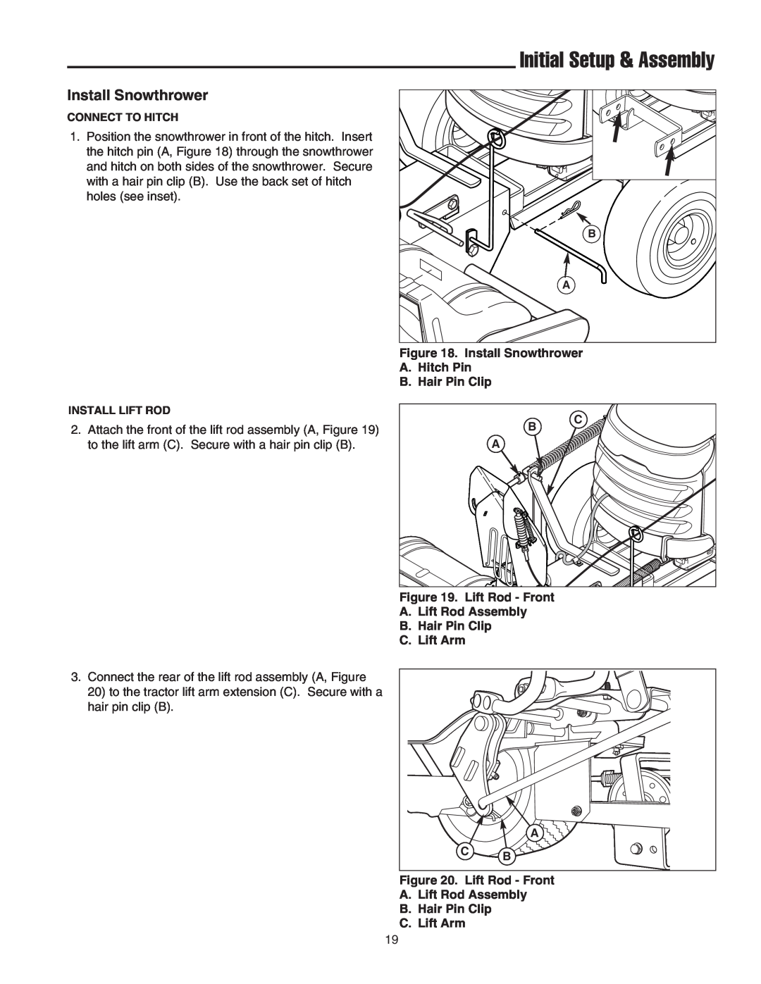 Snapper 1694295, 1694144, 1694150, 1694296 manual Install Snowthrower, Initial Setup & Assembly 