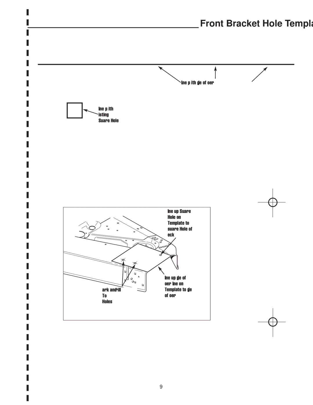 Snapper 1726315-02, 1694496 manual Front Bracket Hole Template 