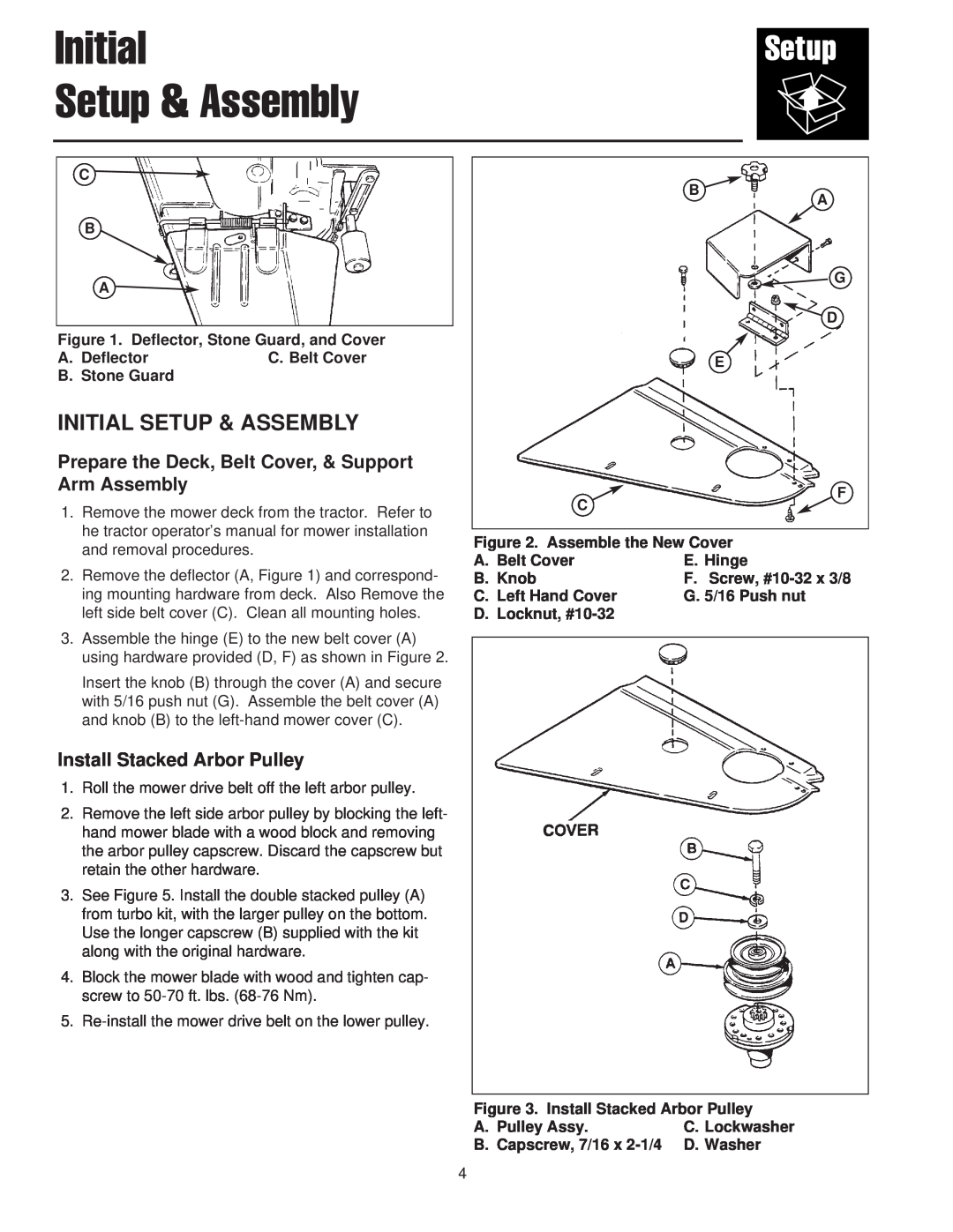Snapper 1694496, 1726315-02 manual Initial Setup & Assembly, Install Stacked Arbor Pulley 