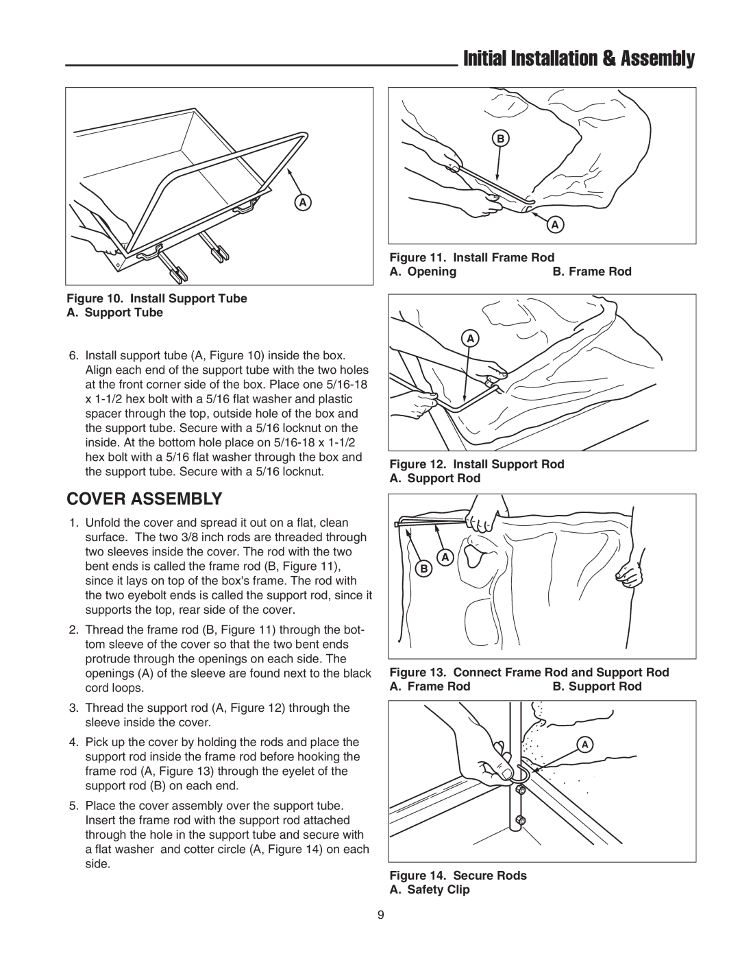 Snapper 1694542, 1726564 manual Cover Assembly, Install Support Tube 