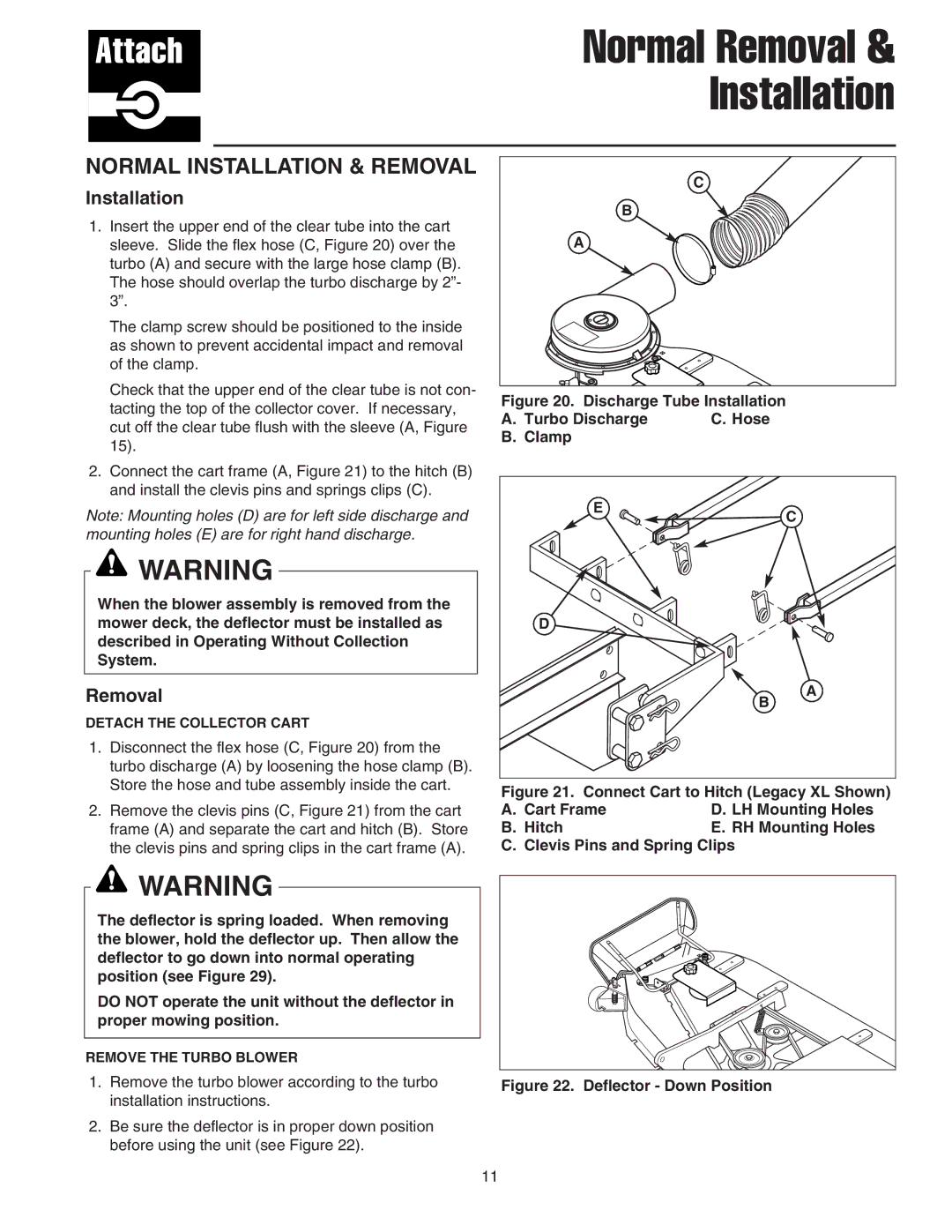 Snapper 1694542, 1726564 manual Normal Installation & Removal 