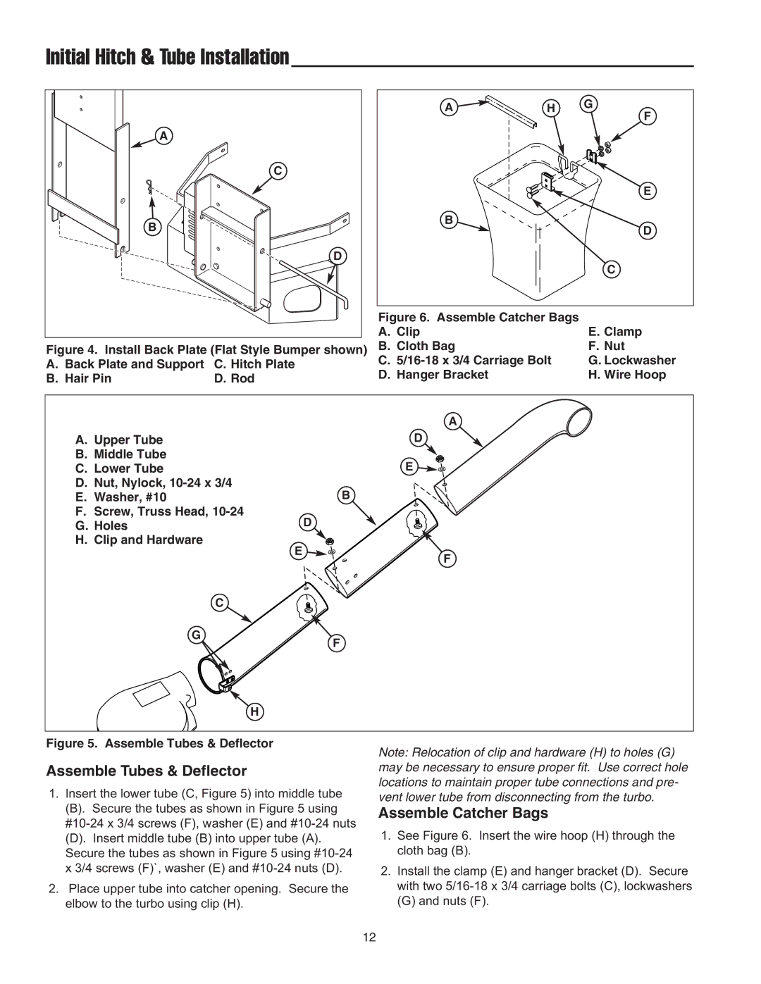 Snapper 1695064 manual Assemble Tubes & Deflector, Assemble Catcher Bags 