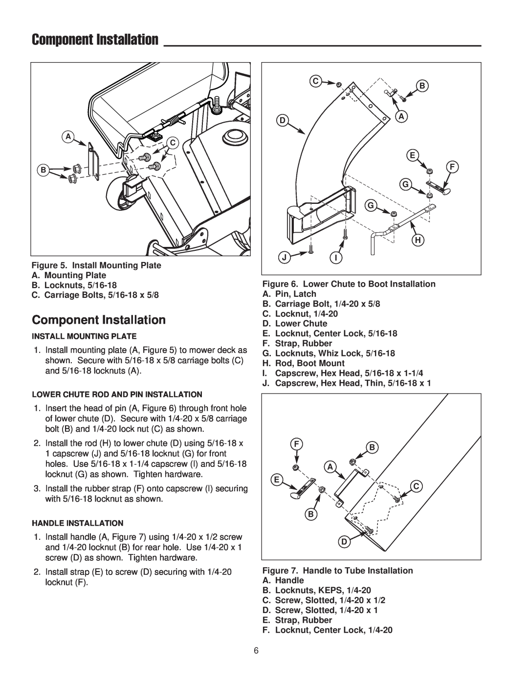 Snapper 1695169, 1733866 manual Component Installation 