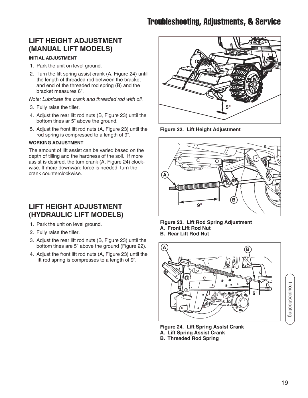 Snapper 1694151, 1695419 manual Troubleshooting, Adjustments, & Service 