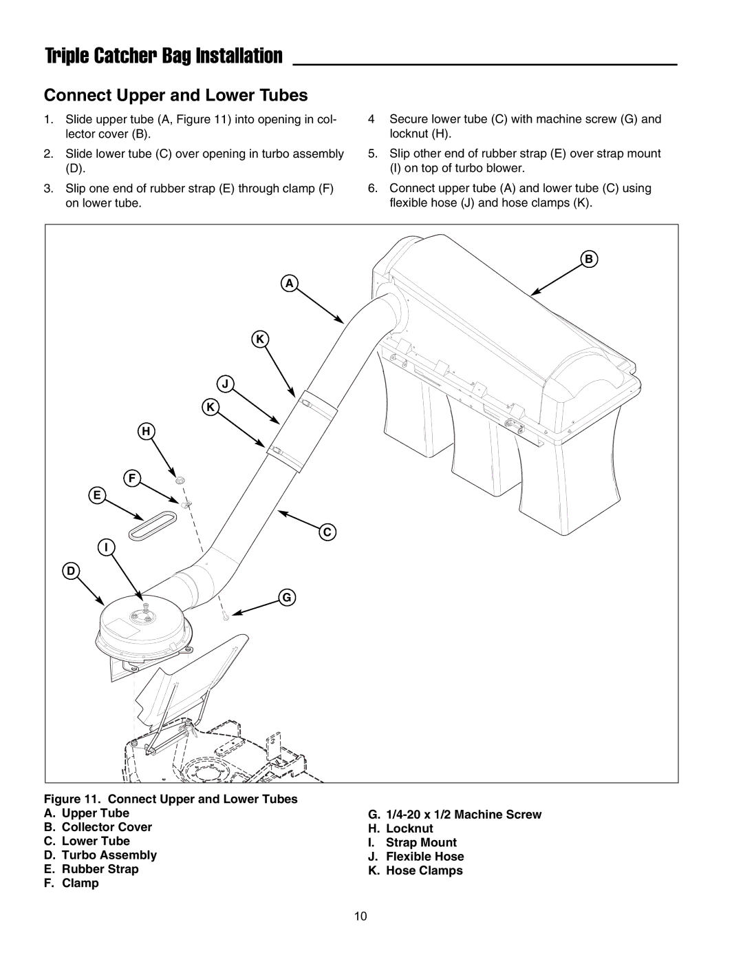 Snapper 1695464 manual Connect Upper and Lower Tubes 