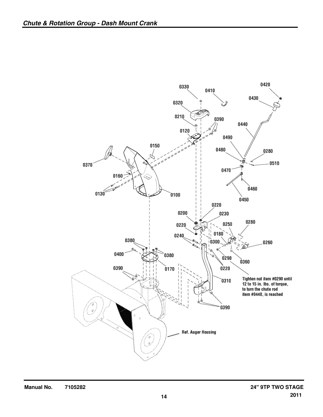 Snapper 1696000 manual Chute & Rotation Group Dash Mount Crank 