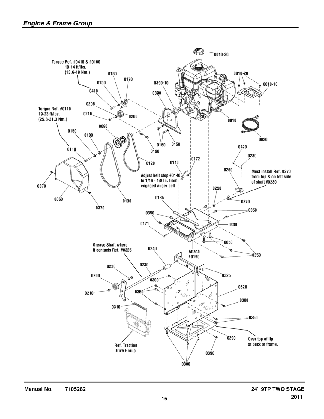 Snapper 1696000 manual Engine & Frame Group 