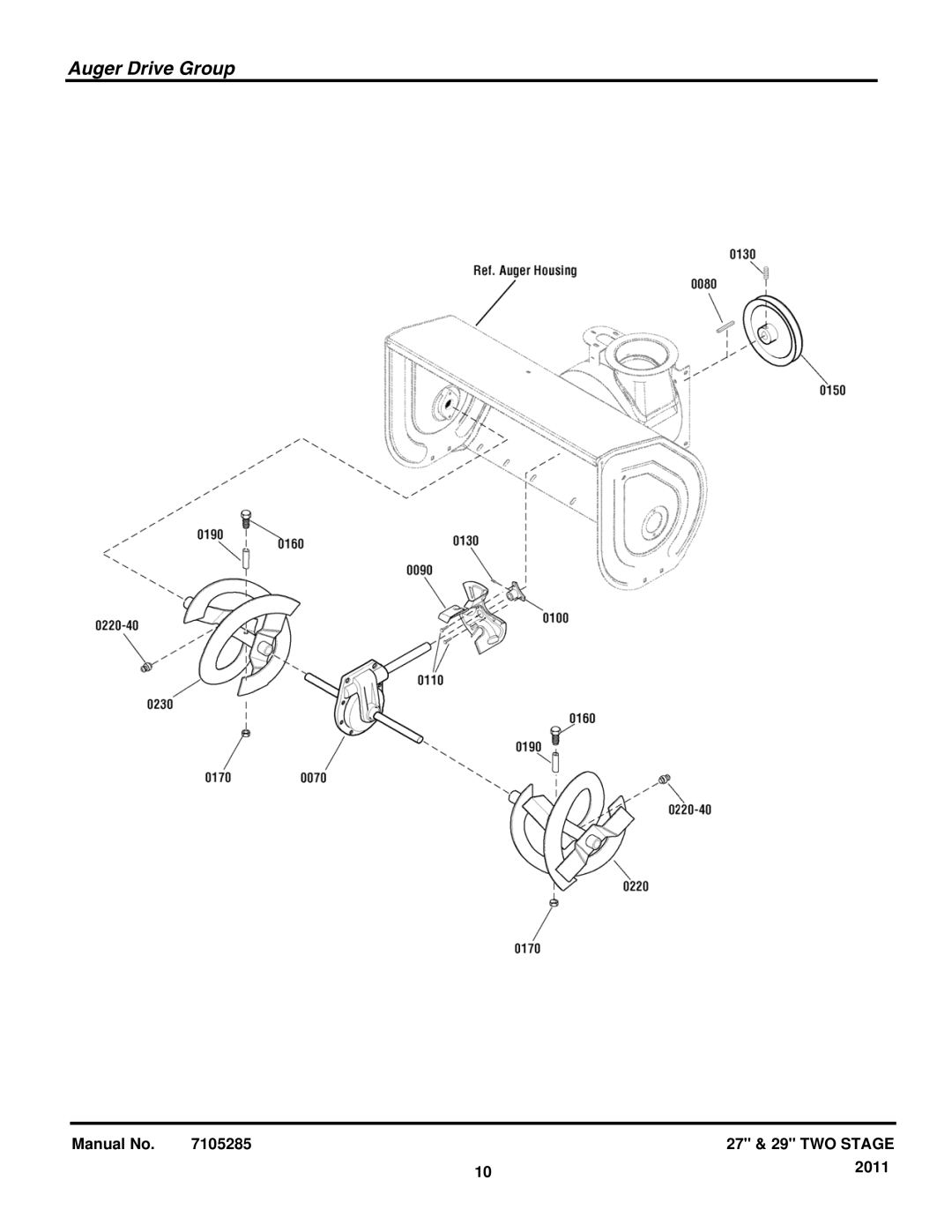 Snapper 1696003, 1696002, 1696001 manual Auger Drive Group 