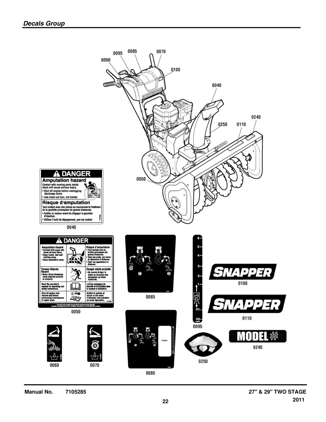 Snapper 1696003, 1696002, 1696001 manual Decals Group 