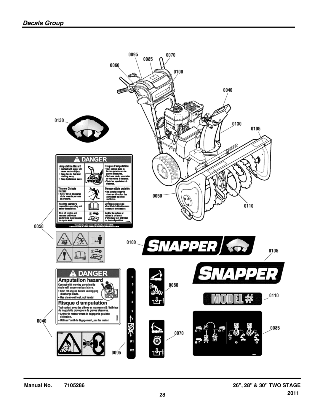 Snapper 1696004, 1696011, 1696012, 1696006, 1696005 manual Decals Group 