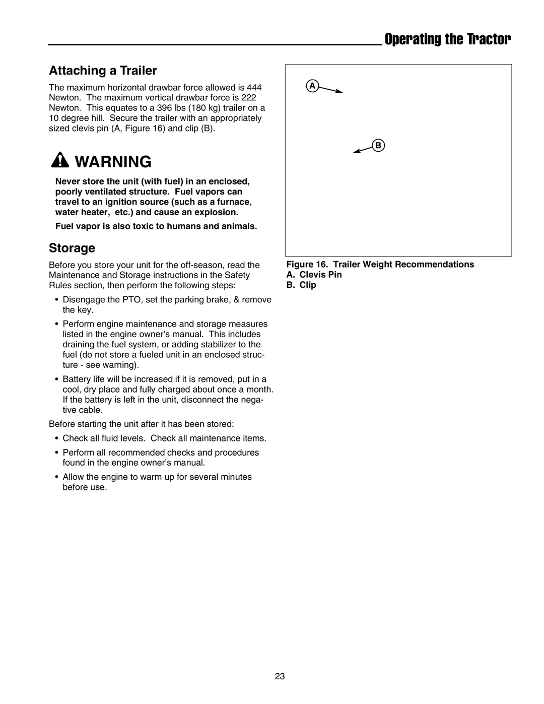 Snapper 1700, 2700, 400 manual Attaching a Trailer, Storage 